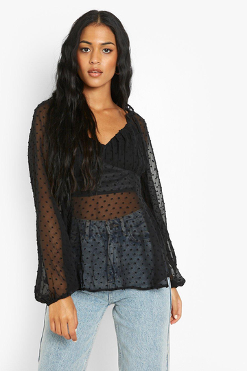 Tall - Blus I Prickig Mesh, Black