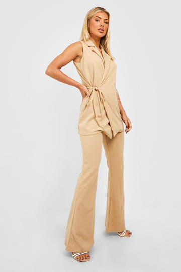 Utsvängda Byxor I Jersey, Beige