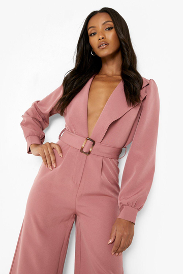 Petite - Jumpsuit Med Bälte Och Vida Ben