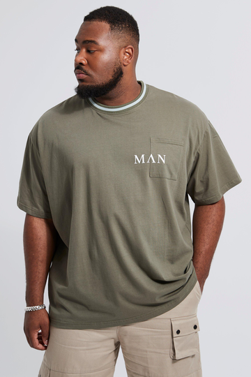 Plus Oversized T-Shirt Med Sportiga Muddar, Green
