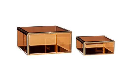 FÖRVARINGSLÅDA 2-pack S Brun/Mässing