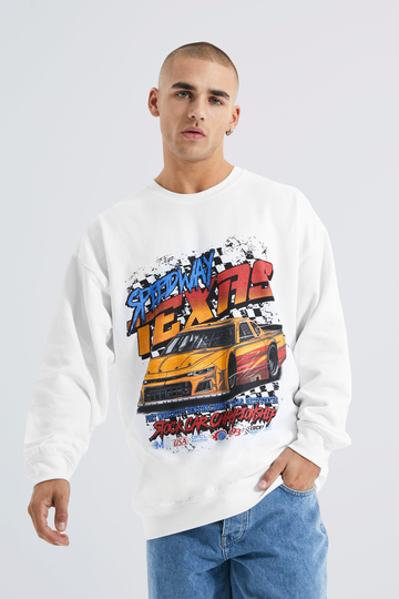Texas Oversized Sweatshirt Med Tryck, White
