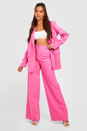 Byxor Med Ledig Passform Och Vida Ben, Pink