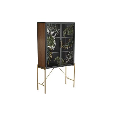 Skänk DKD Home Decor Glas Gyllene Metall Brun Transparent (85 x 35 x 155 cm)