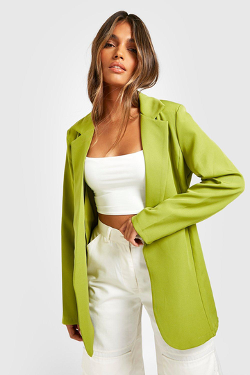 Basic Långärmad Loose Fit Kavaj, Green