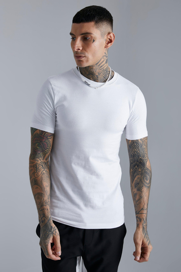 T-Shirt I Muscle Fit Med Rund Hals, White