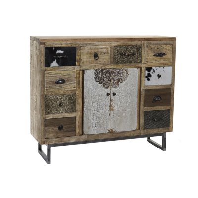 Skänk DKD Home Decor Läder Mässing Mangoträ (108 x 31 x 91 cm)
