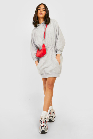 Sweatshirtklänning Med Rynkad Midja, Grey