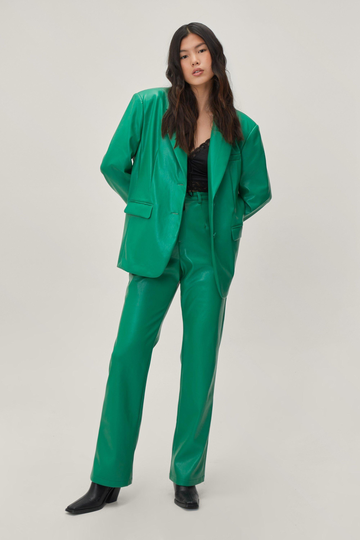Oversized Kavaj I Konstläder, Green