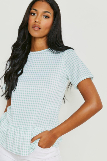 Tall - Rutig Peplumtopp, Green