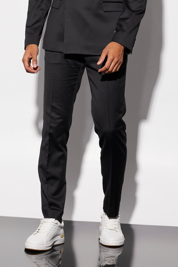 Slim Fit Kostymbyxor I Satin, Black