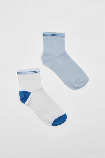 Korta Sportstrumpor Med Ränder, Blue