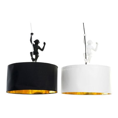 Taklampa DKD Home Decor Vit Svart Polyester Harts 220 V Gyllene 50 W (2 pcs) (45 x 45 x 56 cm)