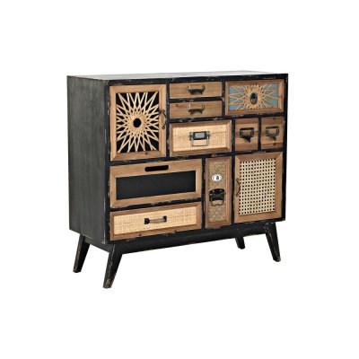 Byrå DKD Home Decor Gran Naturell Svart MDF Vintage (87 x 34 x 81,5 cm)