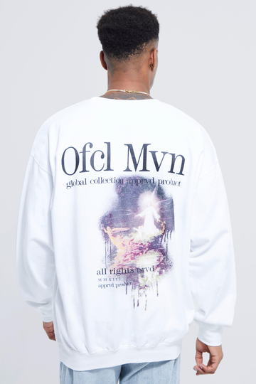 Oversized Sweatshirt Med Tryck, White