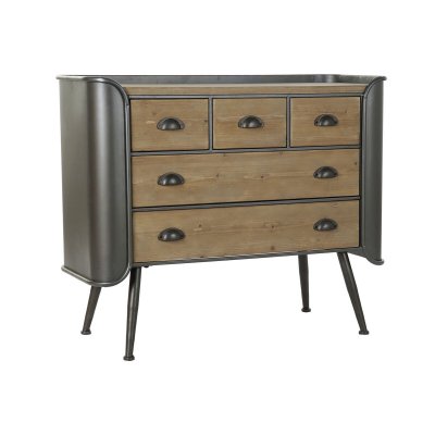 Kommod DKD Home Decor Gran Naturell Grå Metall (97 x 37 x 79 cm)