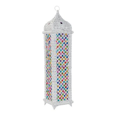 Golvlampa DKD Home Decor Vit Multicolour Akryl Metall (23 x 23 x 96 cm)