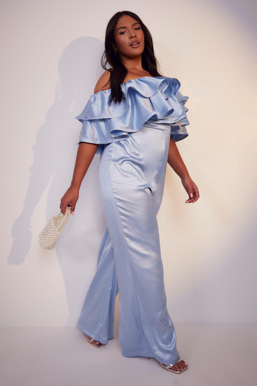 Plus Off Shoulder-Jumpsuit Med Volanger