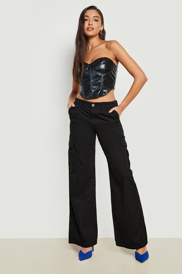 Lågmidjade Cargojeans Med Ledig Passform, Black
