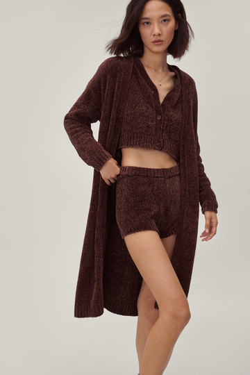 Premium Morgonrock I Chenille, Brown