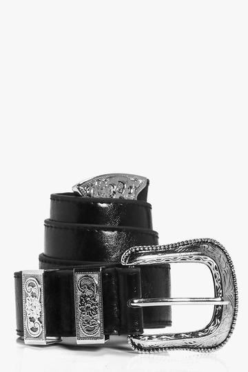 Boyfriendbälte Med Spänne I Westernstil, Black