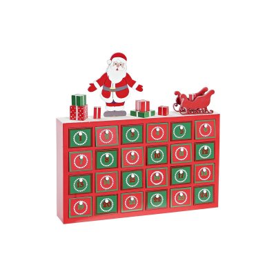 Adventskalender DKD Home Decor Med lådor Tomte Trä MDF (30 x 4 x 30 cm)
