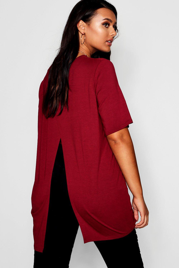 Plus - T-Shirt Med Öppen Rygg, Red