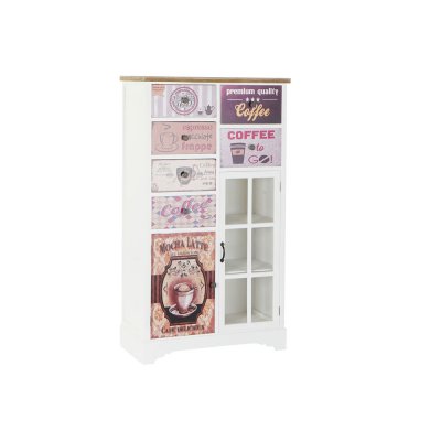 Byrå DKD Home Decor Glas Naturell Trä MDF Vit Multicolour Vintage (79,5 x 35 x 136 cm)