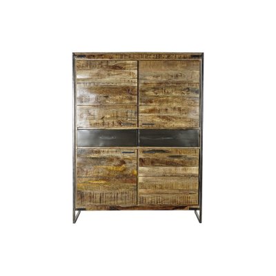 Skåp DKD Home Decor Svart Stål Mangoträ (120 x 41 x 161 cm)
