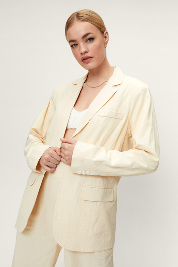 Enkelknäppt Kavaj I Bomull, Beige