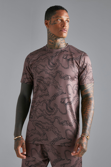 Plisserad T-Shirt I Slim Fit, Brown