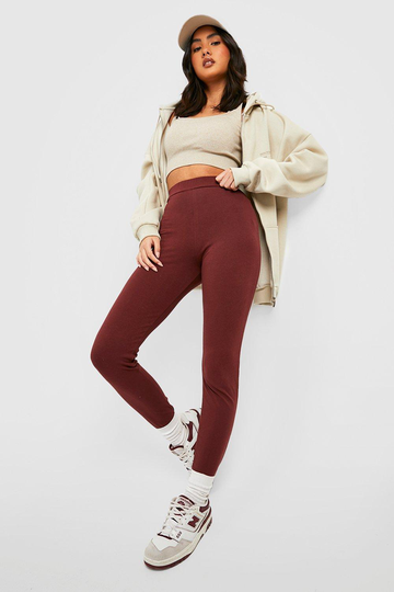 Bomullsleggings Med Hög Midja, Brown