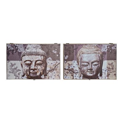 Omslag DKD Home Decor � Räknare Buddha Grå Trä (2 pcs) (46 x 6 x 32 cm)