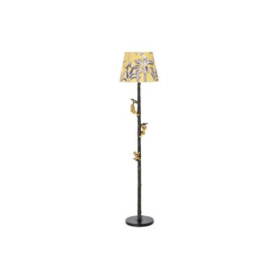 Golvlampa DKD Home Decor Svart Gyllene Metall Polyester Gul Harts Kolonial Overaller (37 x 37 x 165 cm)
