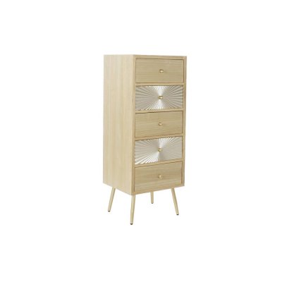 Byrå DKD Home Decor Gran Naturell Gyllene Metall Modern (45 x 38 x 117 cm)