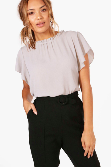 Blus Med Volangärm Och Volangkrage