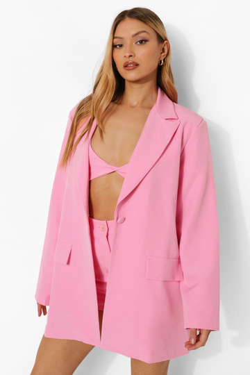 Kavaj Med Ledig Passform, Pink
