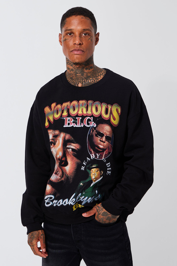 Biggie Oversized Vintage Sweatshirt, Black
