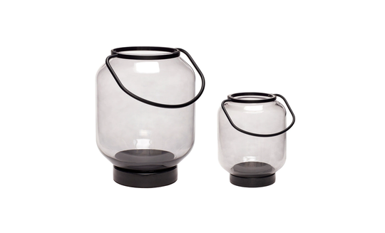 LYKTA 2-pack Glas/Metall Svart