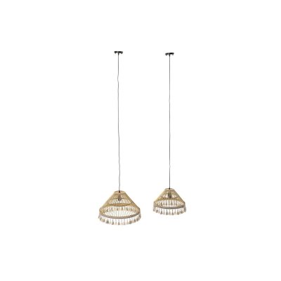 Taklampa DKD Home Decor Brun Polyester Rattan 50 W (45 x 45 x 28 cm) (2 antal)