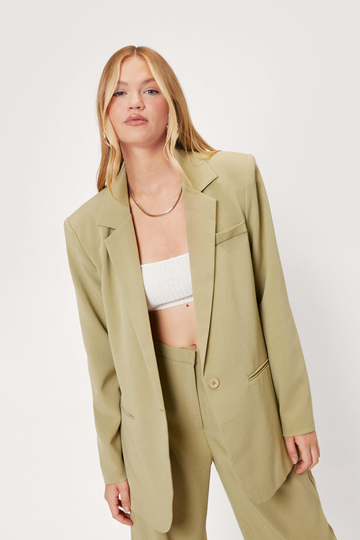 Oversized Kavaj Med Axelvaddar, Green
