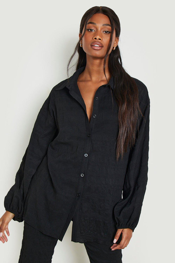 Premium Oversize Skjorta Med Struktur, Black