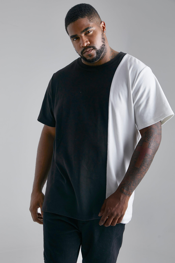 Plus - Mjuk T-Shirt I Slim Fit Med Paneler, Black