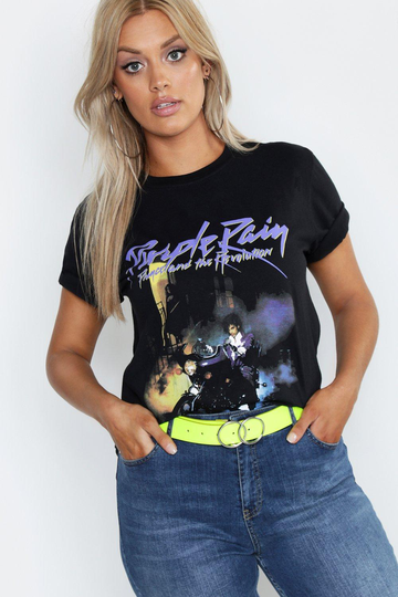 Plus - "Purple Rain" T-Shirt Med Prince-Motiv, Black