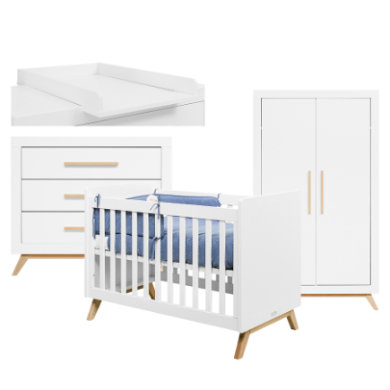 Bopita Barnrum Fenna 3-delad 60 x 120 cm vit/natur med skötbordsmatta
