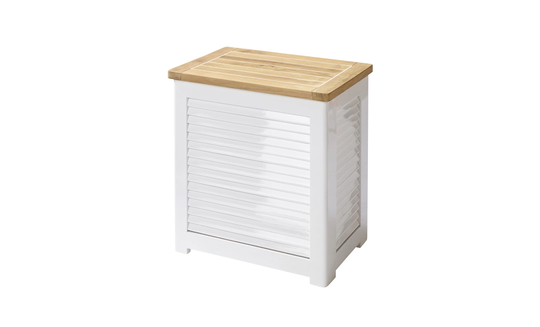 LAURA Förvaringsbänk Vit/Teak