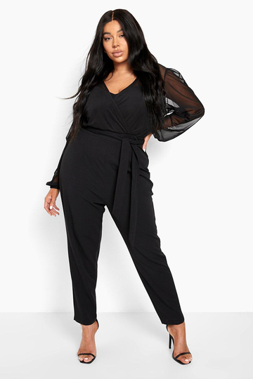 Plus - 2-I-1 Jumpsuit I Mesh, Black