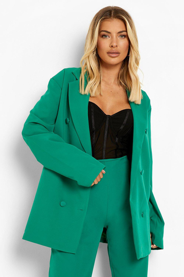 Dubbelknäppt Oversize Kavaj, Green