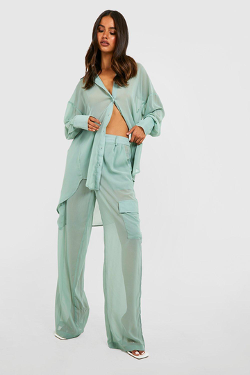 Oversized Cargobyxor I Chiffong, Green