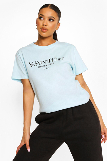 "Ye Saint West" Oversize T-Shirt, Blue